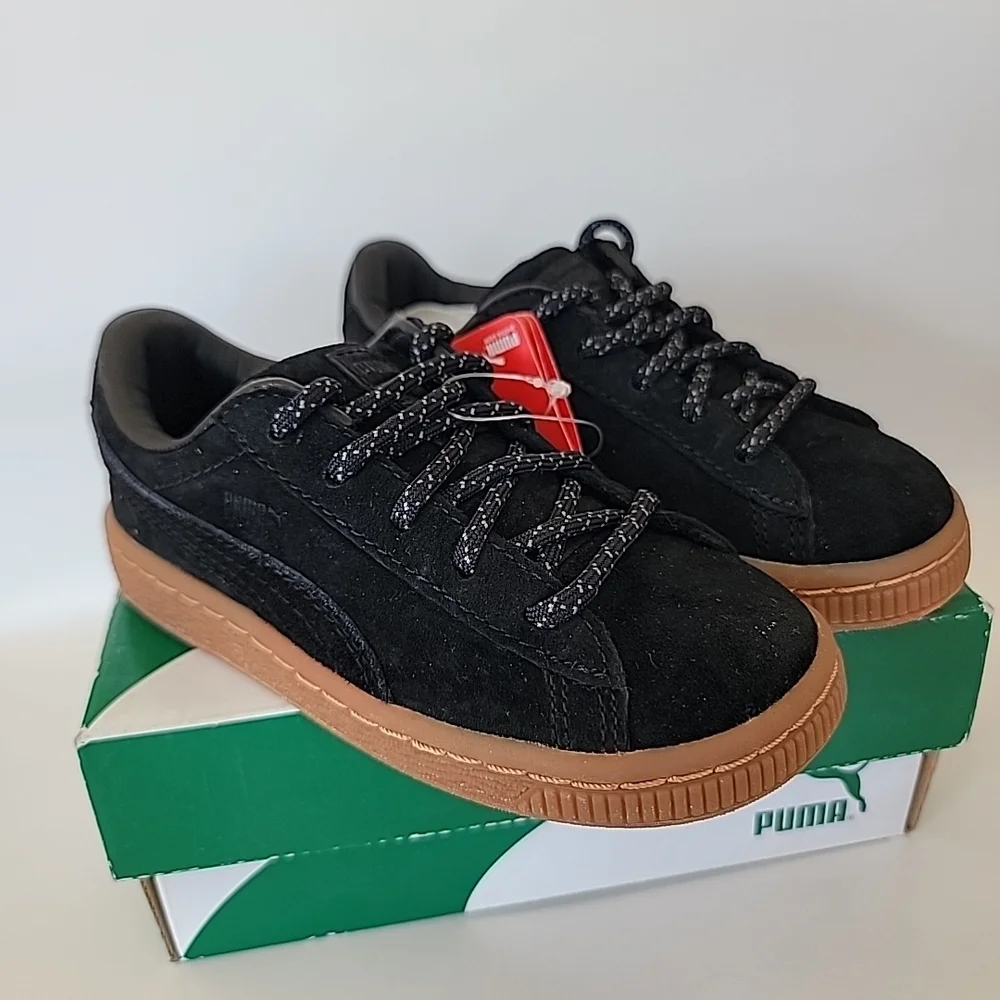 PUMA Basket Classic Winterized Kid’s Shoes in Puma Black, Sz. US 9C